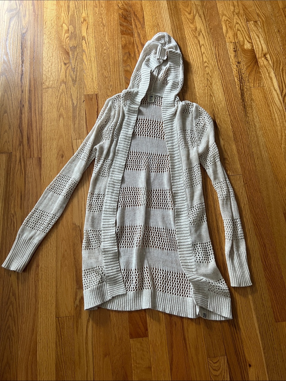 Roxy Cream Open-Knit Hooded Cardigan